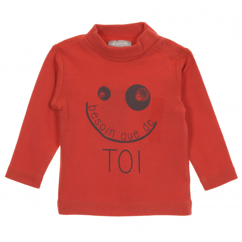 Памучна блуза за бебе с дълъг ръкав червена  205162