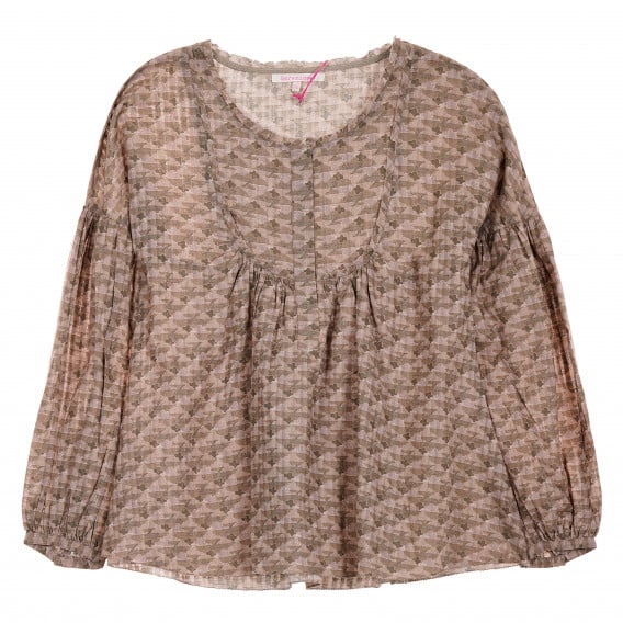 Памучна блуза с дълъг ръкав за бременни,кафява Berenice 205182 5