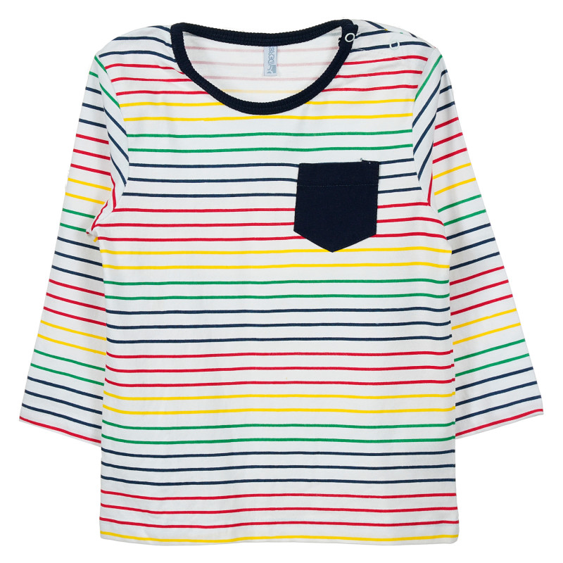 Памучна раирана блуза с дълъг ръкав за момче многоцветна  205213