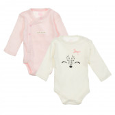 Комплект от два броя бодита с дълъг ръкав за бебе в бежово и розово Cool club 205509 