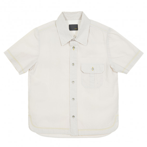 Памучна риза с къс ръкав за момче бежова Fendi 205748 
