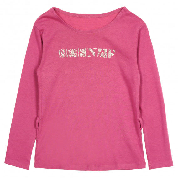 Памучна блуза с дълъг ръкав за момиче лилава Naf Naf 205807 