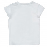 Памучна тениска с щампа и панделка за момиче бяла Naf Naf 205897 4