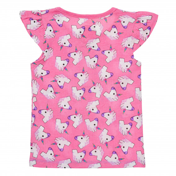 Памучна тениска розова за момиче Disney 206024 4