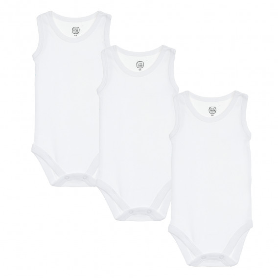 Комплект от три броя памучни бодита за бебе, бели Cool club 206470 