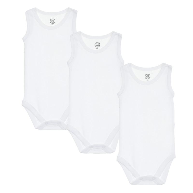 Комплект от три броя памучни бодита за бебе, бели  206470
