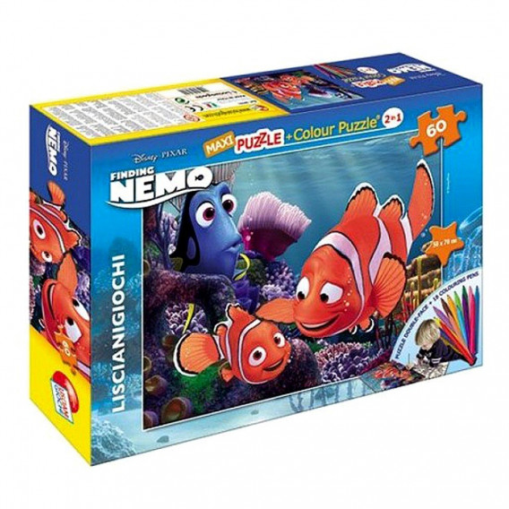Детски пъзел "Откриването на Немо" 2 в 1 с флумастери, 60 части Finding Nemo 207090 