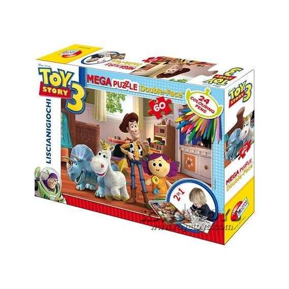 Детски пъзел "Играта на играчките" 2 в 1 с флумастери, 60 части Toy Story 207094 