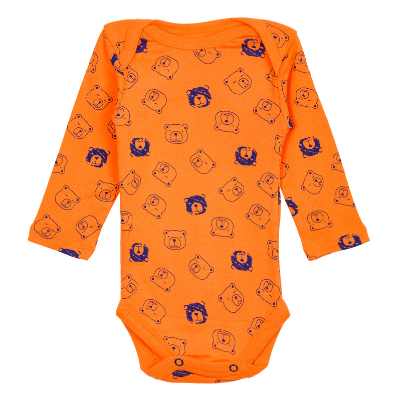 Памучно боди с дълъг ръкав за бебе, оранжево  207405