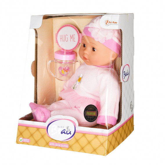 Кукла бебе Cute Baby с шише, розова, 30 см Dino Toys 207443 