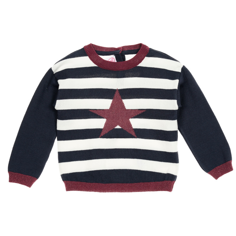 Памучен пуловер с бродерия на звезди за момче  207548