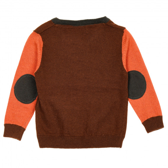 Пуловер с коралови ръкави за бебе, кафяв ZY 208439 4