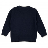 Пуловер със сиви кантове, син ZY 208451 4
