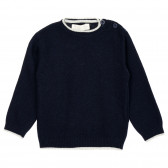 Пуловер със сиви кантове, син ZY 208452 5
