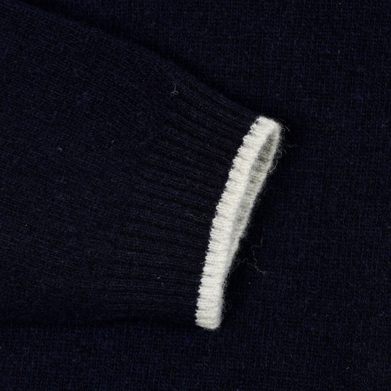 Пуловер със сиви кантове, син ZY 208453 6
