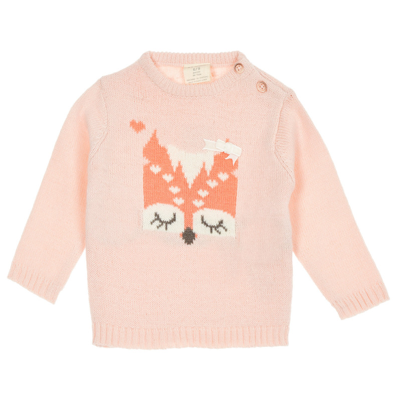Пуловер с щампа лисичка и панделка за бебе  208476