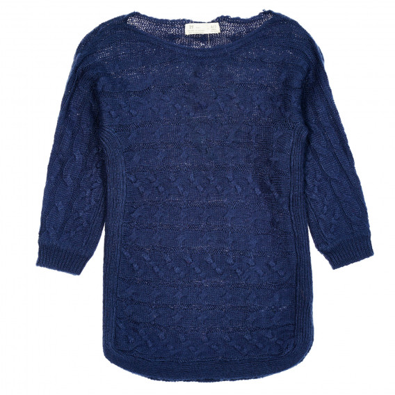 Плетен пуловер, тъмно син ZY 208543 