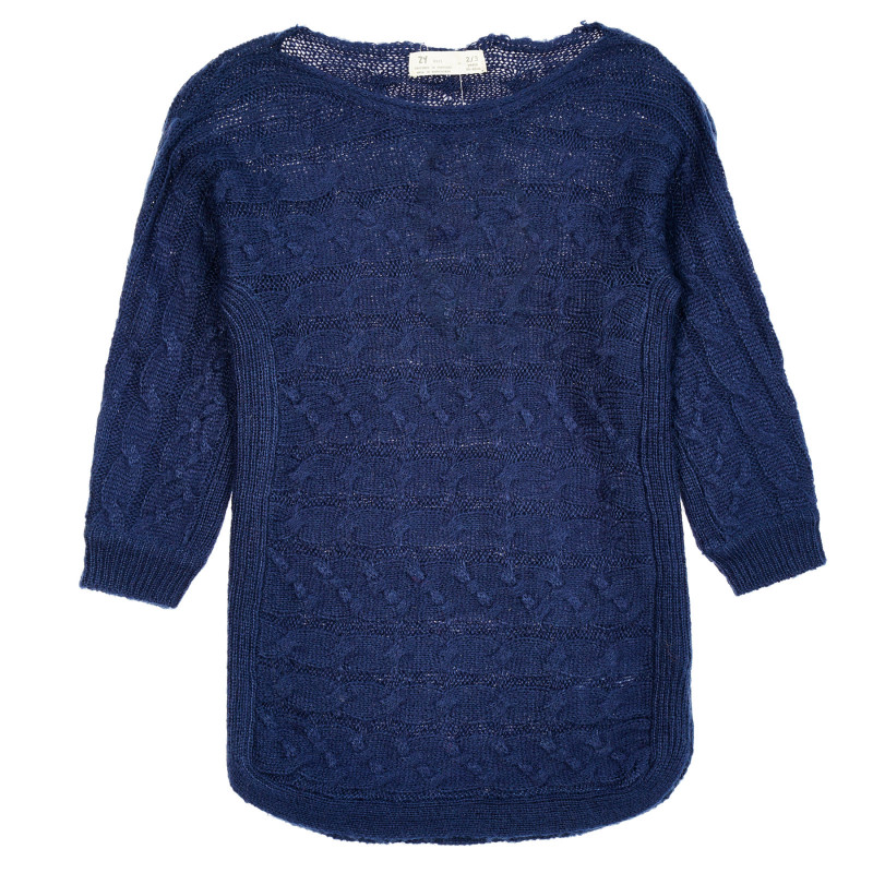 Плетен пуловер, тъмно син  208543