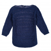 Плетен пуловер, тъмно син ZY 208546 4