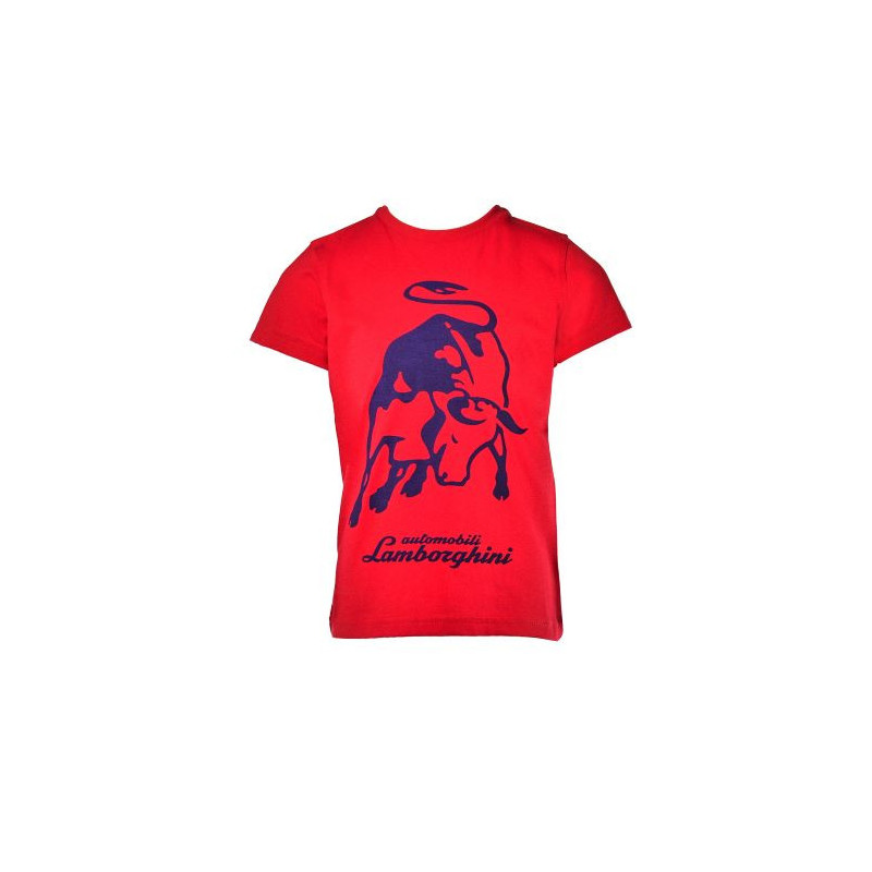 Памучна тениска с щампа на бик и надпис за момче, червена  20858