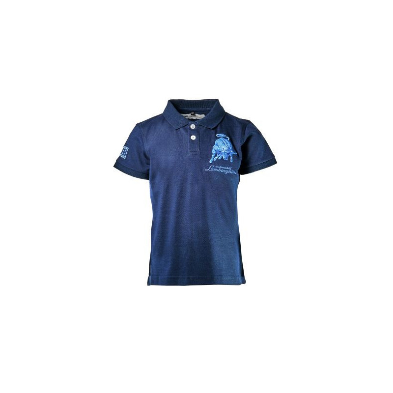 Поло тениска с бродирана емблема  за момче, синя  20862