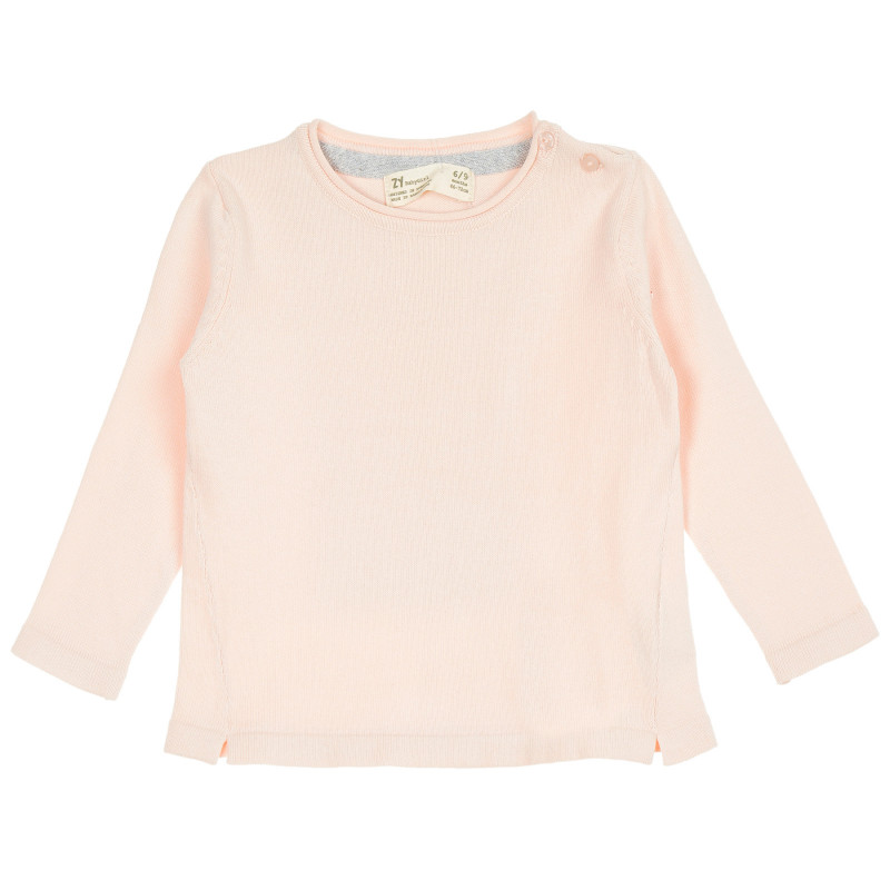 Плетен памучен пуловер за бебе, светло розов  208687