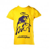 Памучна тениска с щампа на бик и надпис за момче, жълта Lamborghini 20869 