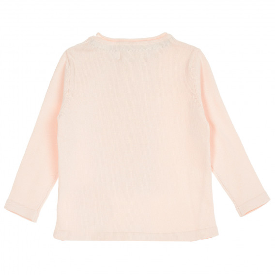 Плетен памучен пуловер за бебе, светло розов ZY 208690 4
