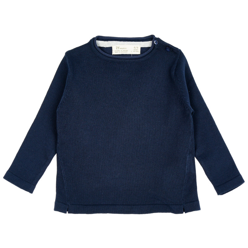 Пуловер с финна плетка за бебе, тъмно син  208691