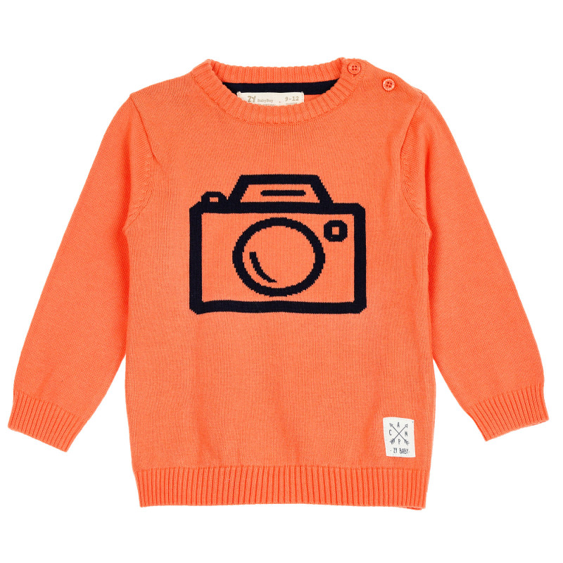 Памучен пуловер за бебе с щампа  208907