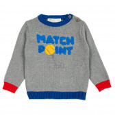 Памучен пуловер с надпис Match point за бебе ZY 208911 