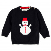 Плетен пуловер с принт снежен човек за бебе ZY 209091 