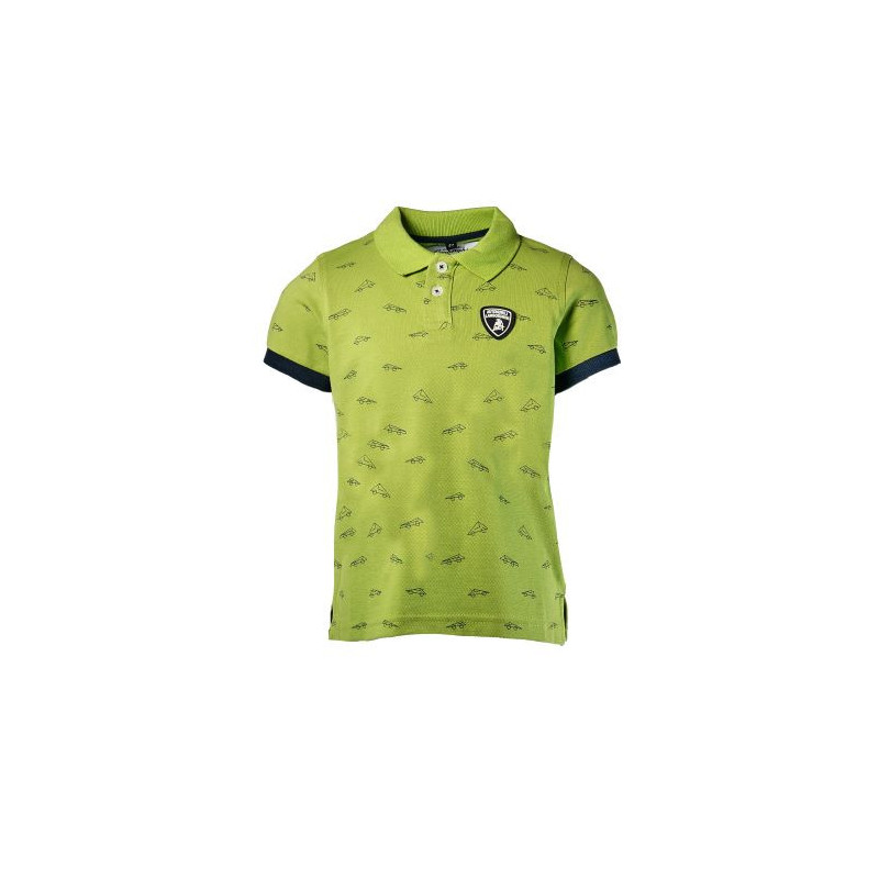 Поло тениска с  апликация емблема  за момче, зелена  20916