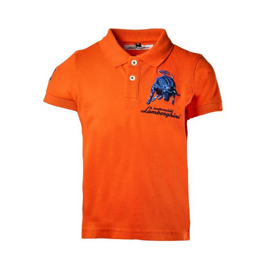 Поло тениска с бродирана емблема  за момче, оранжева Lamborghini 20929 