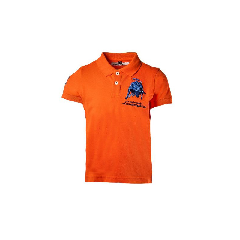 Поло тениска с бродирана емблема  за момче, оранжева  20929