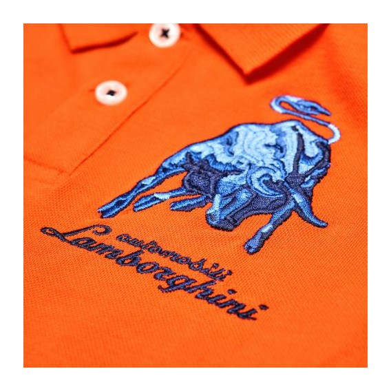 Поло тениска с бродирана емблема  за момче, оранжева Lamborghini 20931 4