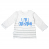 Памучна блуза с надпис Little Champion, сива Ewa Klucze 210929 