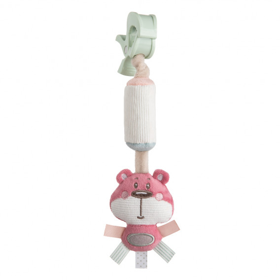 Мека играчка с дрънкалка, Pastel Friends, розова, 24 см Canpol 211043 