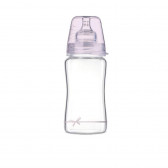 Боросиликатно стъклено шише Diamond Glass с биберон, бавен, 3+ месеца, 250 мл., розово Lovi 211166 