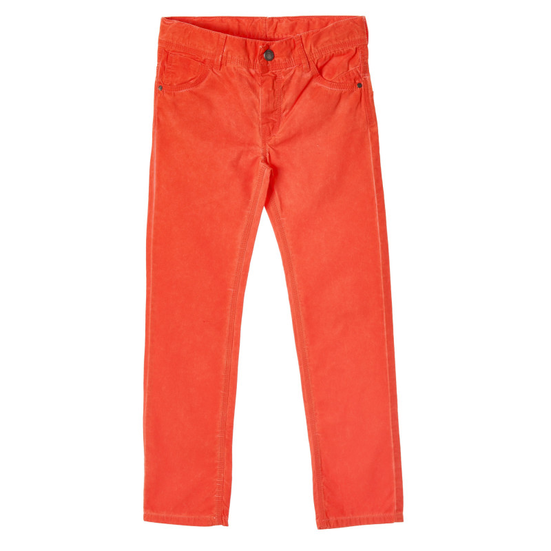 Памучен панталон за момиче оранжев  211281