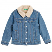 Дънково зимно яке с подплата от каракул, синьо Benetton 211462 