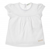 Памучна тениска за бебе, бяла Benetton 211559 