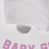 Памучна тениска за бебе, бяла Benetton 211659 3