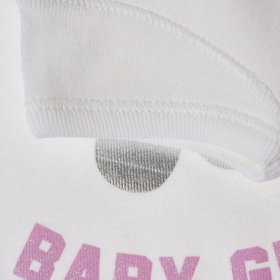 Памучна тениска за бебе, бяла Benetton 211659 3