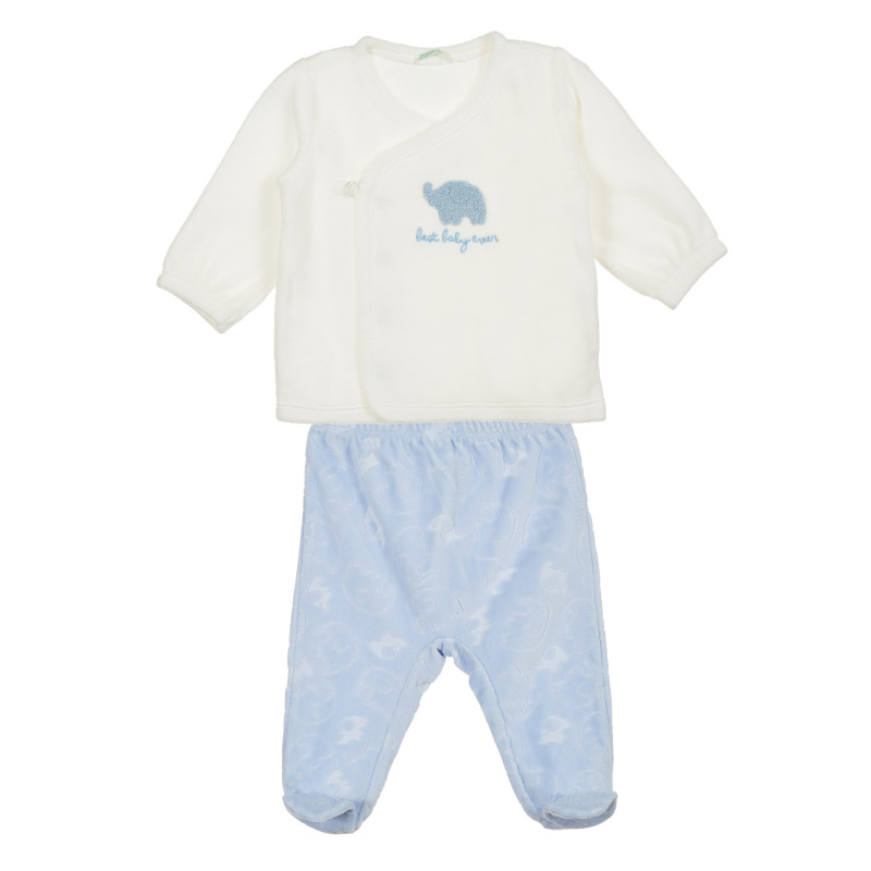 Комплект пижама от две части за бебе, синьо-бял  211780