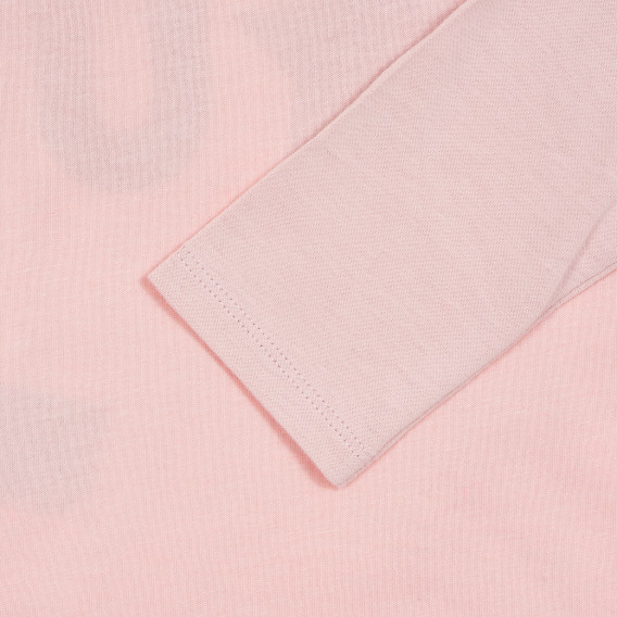Памучна блуза с дълъг ръкав и брокатена щампа за бебе, розова Benetton 211790 4