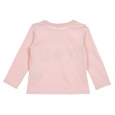 Памучна блуза с дълъг ръкав и брокатена щампа за бебе, розова Benetton 211793 5