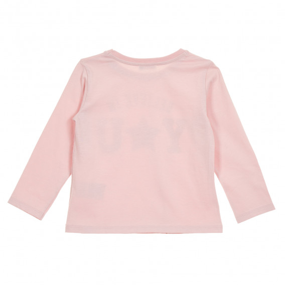 Памучна блуза с дълъг ръкав и брокатена щампа за бебе, розова Benetton 211793 5