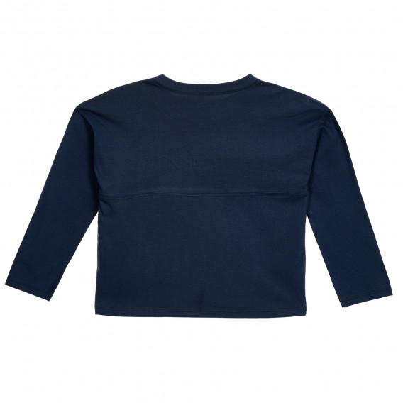 Памучна блуза с дълъг ръкав и релефен надпис, синя Benetton 211822 4