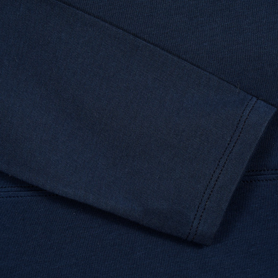 Памучна блуза с дълъг ръкав и релефен надпис, синя Benetton 211823 2